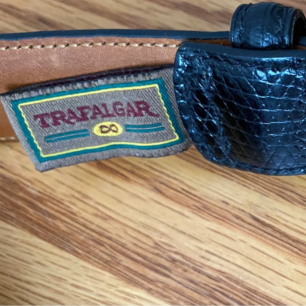 TRAFALGAR Black Burnished Java Lizard 1” Belt SZ 40‎